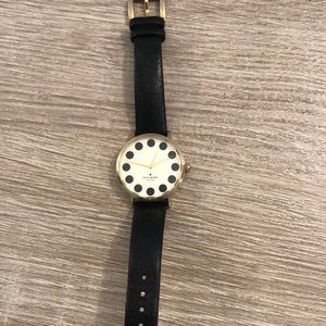 Kate Spade black leather polka dot watch